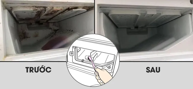 Tháo ngăn chứa bột giặt/nước giặt/ nước xả 