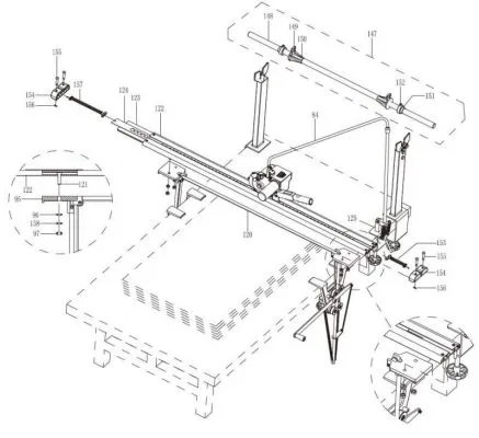 Kỹ thuật viên đang thực hiện cách lắp máy cắt vải đầu bàn từng bước