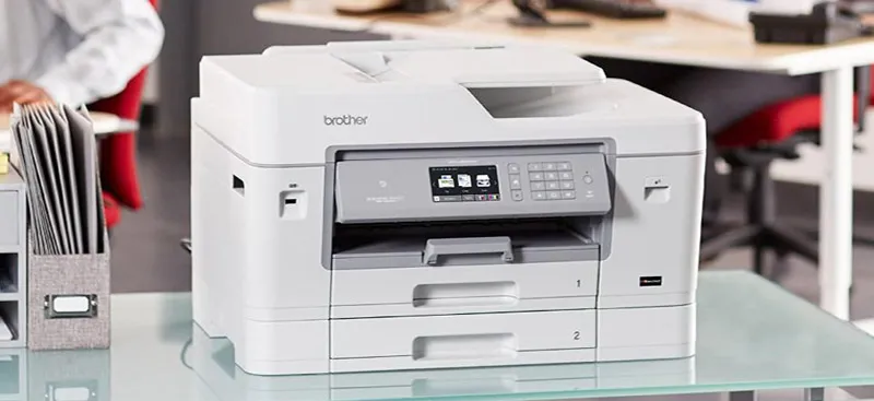 Màn hình hướng dẫn cấu hình máy in Brother không cần CD-ROM, bổ trợ cho cách mở nắp máy in Brother và cài đặt