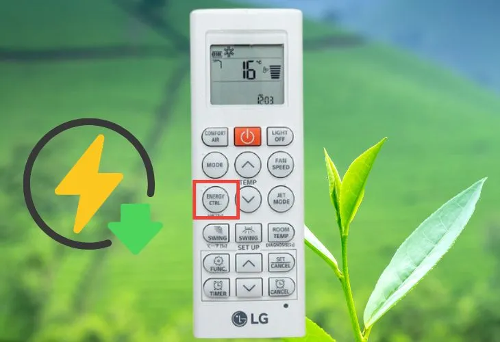Chế độ ENERGY CTRL giúp tiết kiệm điện trên máy điều hòa LG Inverter, minh họa cách sử dụng