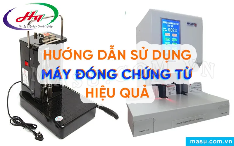 Phụ nữ đang học cách sử dụng máy đóng chứng từ để quản lý tài liệu văn phòng