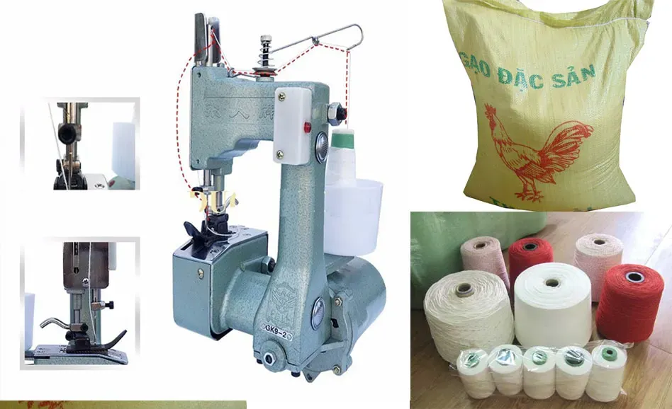 Điều chỉnh miệng bao thẳng hàng dưới chân vịt để vận hành máy may bao cầm tay an toàn và hiệu quả.