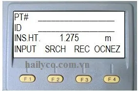 Màn hình khai báo trạm máy OCC.PT INPUT trên máy Topcon, có các tùy chọn Input, REC, OCNEZ