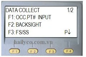 Màn hình DATA COLLECT, nổi bật tùy chọn F2 BACKSIGHT để khai báo điểm định hướng