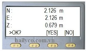 Màn hình kết quả đo điểm định hướng trên máy Topcon, hỏi xác nhận