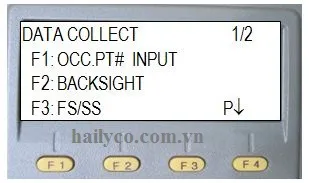 Màn hình DATA COLLECT, với tùy chọn F3 FS/SS để bắt đầu đo khảo sát
