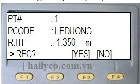 Màn hình kết quả đo điểm khảo sát, hỏi xác nhận lưu điểm với tùy chọn YES
