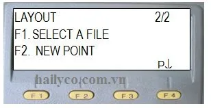 Trang màn hình phụ trên máy toàn đạc điện tử Topcon, hiển thị các tùy chọn bổ sung sau khi hoàn thành việc khai báo tên file.