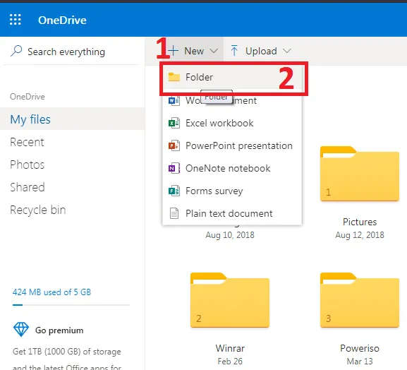 Cách Tạo Thư Mục Mới Trên OneDrive Qua Trình Duyệt Để Sắp Xếp Dữ Liệu Trên Máy Tính