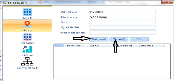 Khai báo các khu vực và phòng ban trong Mita Pro