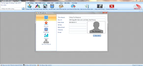 Giao diện phần mềm quản lý chấm công Mita Pro tiếng Việt