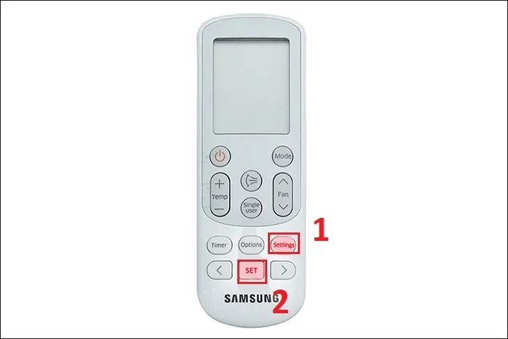 Tắt tiếng Beep của máy lạnh Samsung bằng cách nhấn giữ nút Setting trên remote điều khiển
