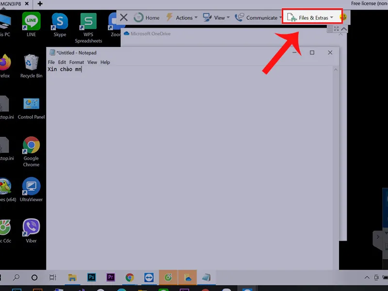 Sử dụng tính năng Files &amp; Extras trong TeamViewer để truyền file giữa hai máy tính Win 10