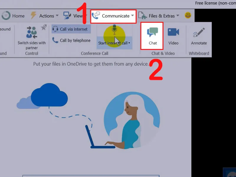 Tính năng Chat trong TeamViewer giúp giao tiếp hiệu quả khi điều khiển máy tính Win 10 từ xa
