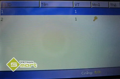 Giao diện quản lý nhân viên hiện có trên máy chấm công Ronald Jack