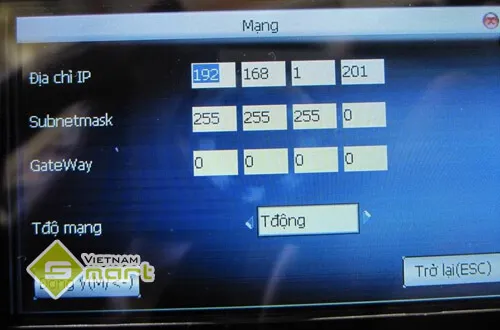 Cấu hình kết nối mạng cho máy chấm công Ronald Jack