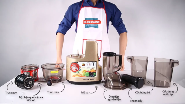 Cấu tạo cơ bản của máy ép chậm Sunhouse