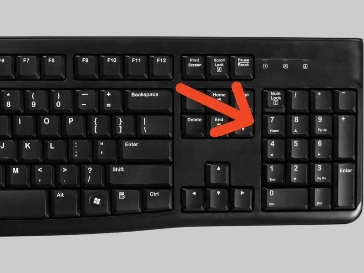 Minh họa cách di chuyển con trỏ chuột trên máy tính bàn bằng các phím số phụ