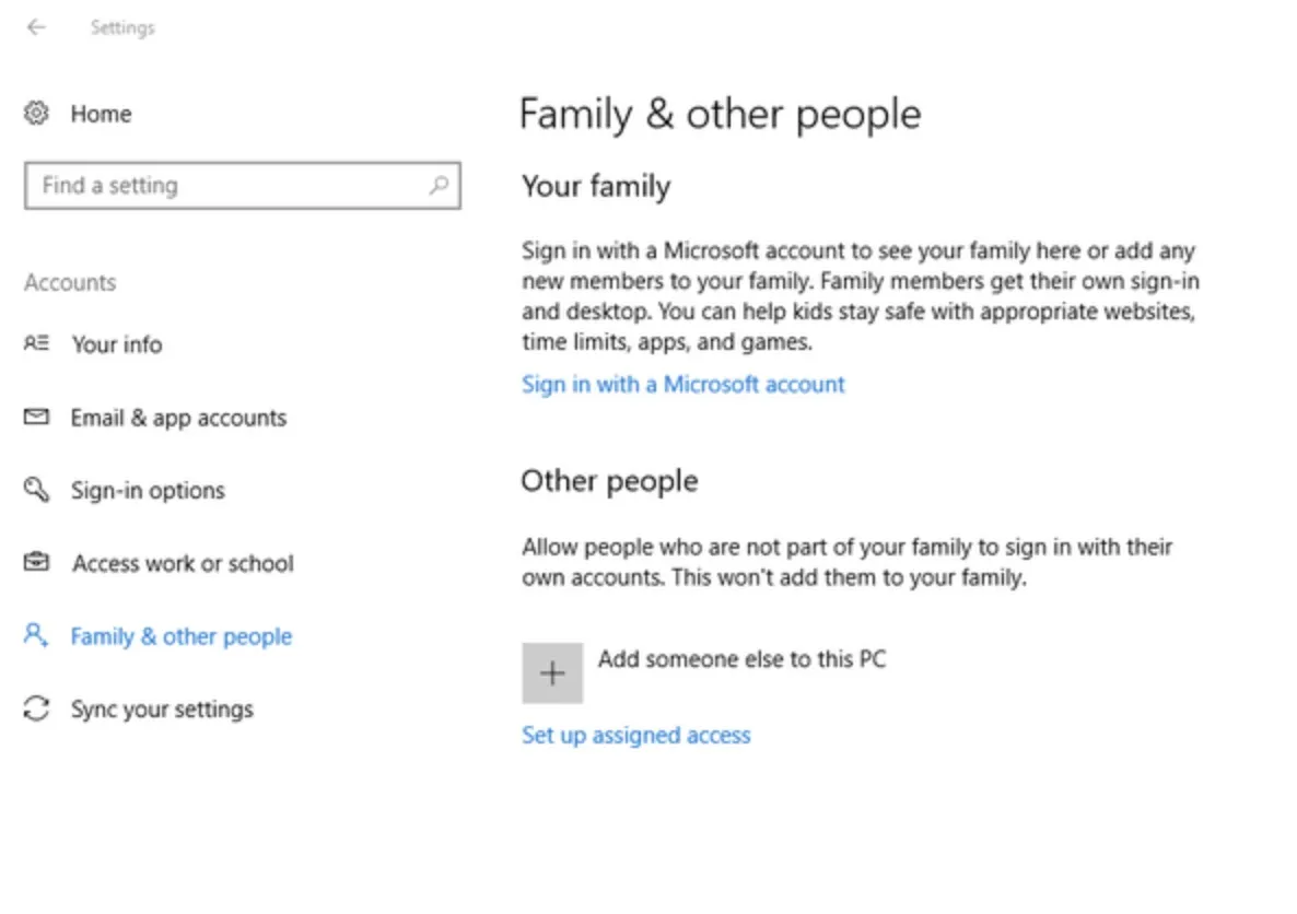Hộp thoại Add a family member trong cài đặt tài khoản Microsoft giúp quản lý thời gian sử dụng máy tính cho trẻ em