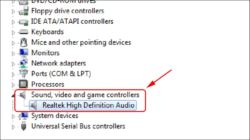 Gỡ bỏ driver âm thanh lỗi trong Device Manager để sửa loa máy tính