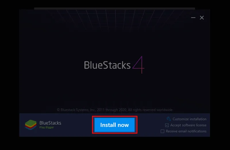 Bắt đầu cài đặt BlueStacks để sử dụng Snapchat trên máy tính