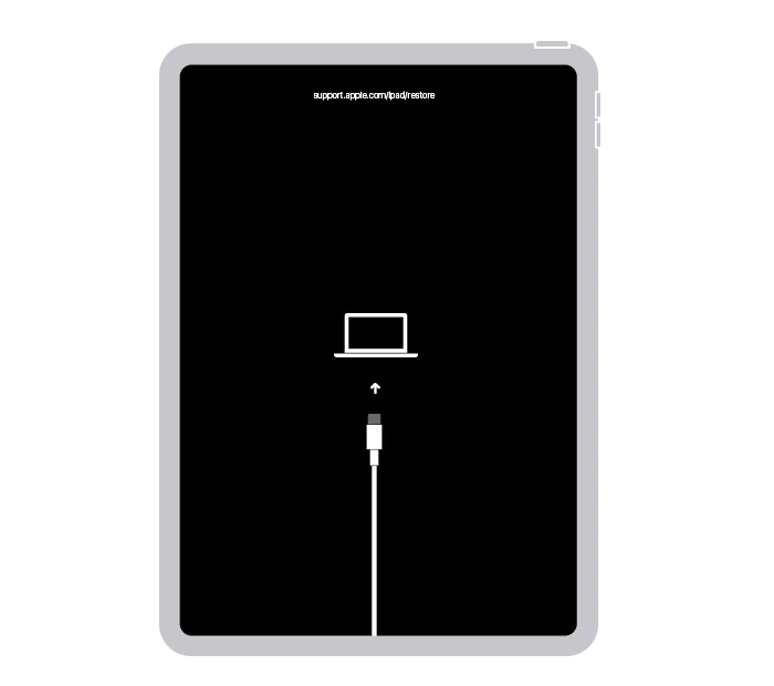 Màn hình chế độ khôi phục của iPad không nút Home để cập nhật phần mềm