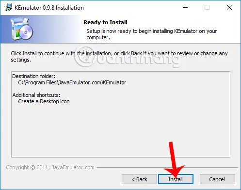 Nhấn Install Để Cài Đặt Kemulator