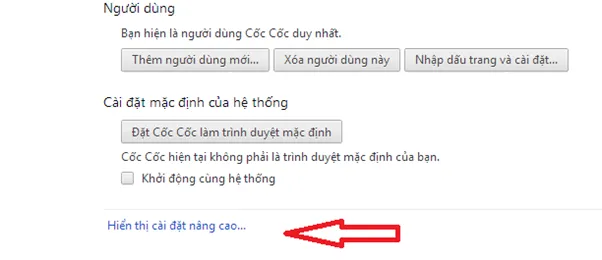 Kéo thanh trượt xuống để xem cài đặt chi tiết trên trình duyệt