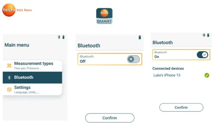 Cách kết nối Bluetooth cho Testo 310 II