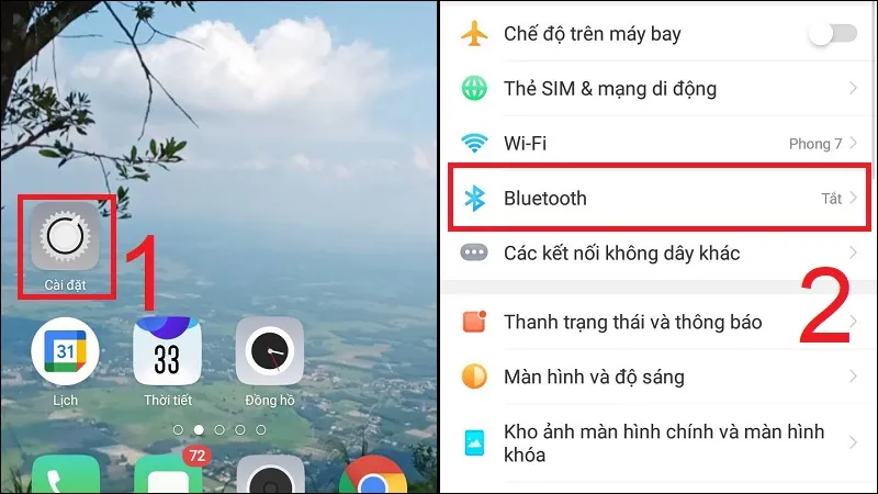 Bật tính năng Bluetooth trên điện thoại OPPO trong mục cài đặt