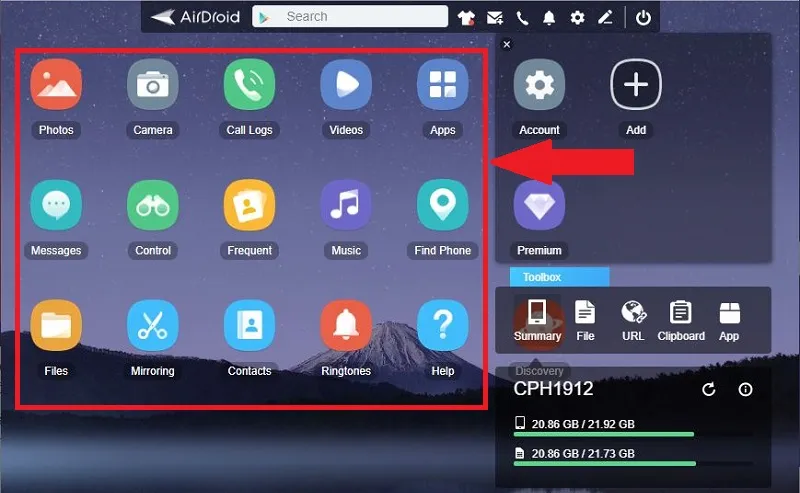 Truy cập các thư mục bộ nhớ điện thoại OPPO bằng AirDroid trên máy tính
