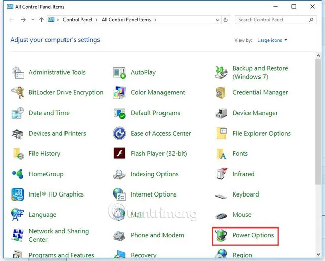 Cách truy cập Power Options để sửa lỗi máy tính bị tắt đột ngột do cài đặt nguồn