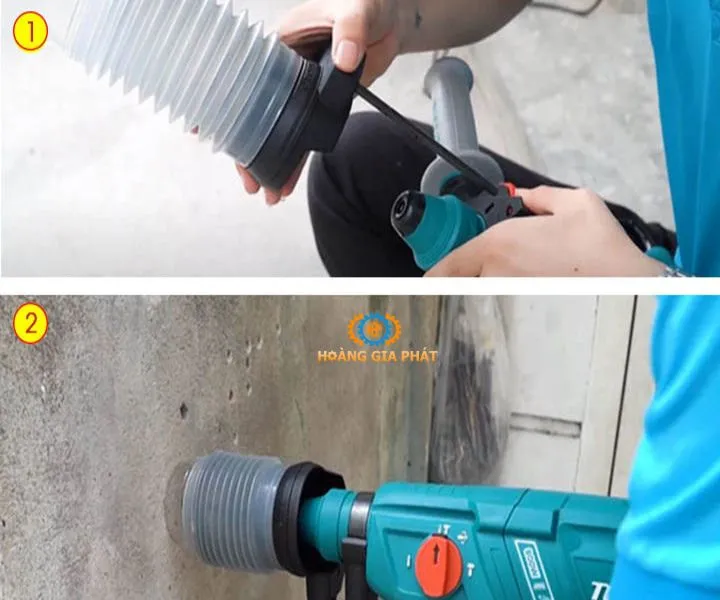 Khoan tường kết hợp với máy hút bụi