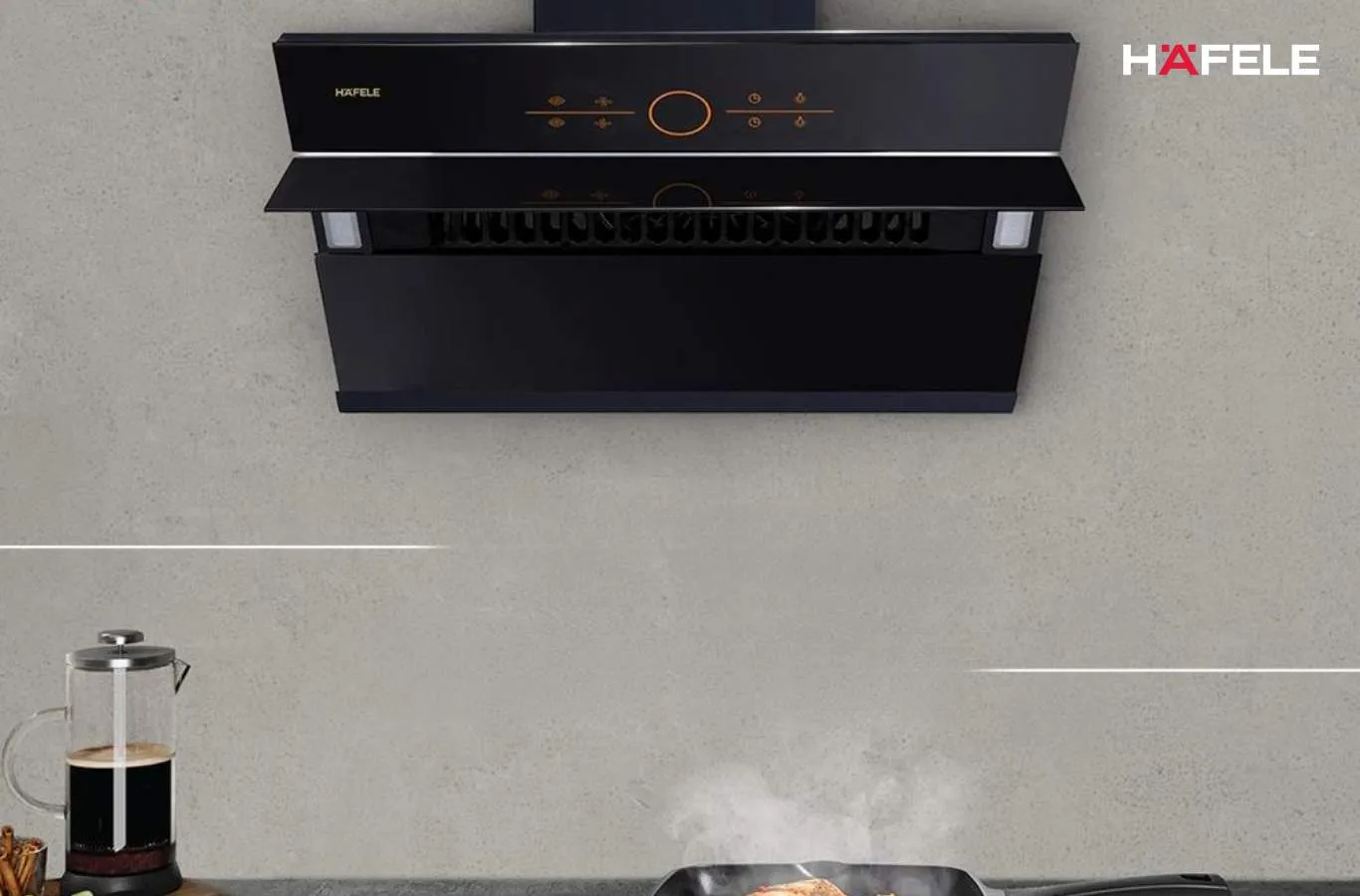 Khoảng cách giữa máy hút mùi kính cong, kính vát, kính chữ T đến bếp