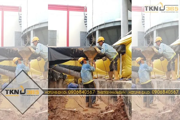 Minh họa khoảng cách tối thiểu giữa các cọc khoan nhồi trong thiết kế móng