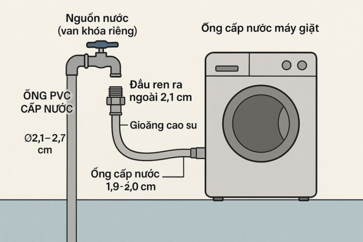 Cách Lắp Ống Cấp Nước Cho Máy Giặt Chuẩn, An Toàn Cách Lắp Ống Cấp Nước Cho Máy Giặt Chuẩn, An Toàn