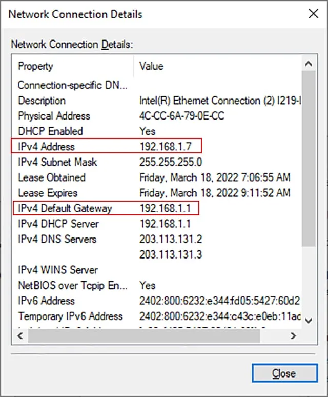 Xem địa chỉ IPv4 và Gateway để cài đặt IP cho máy photocopy Toshiba