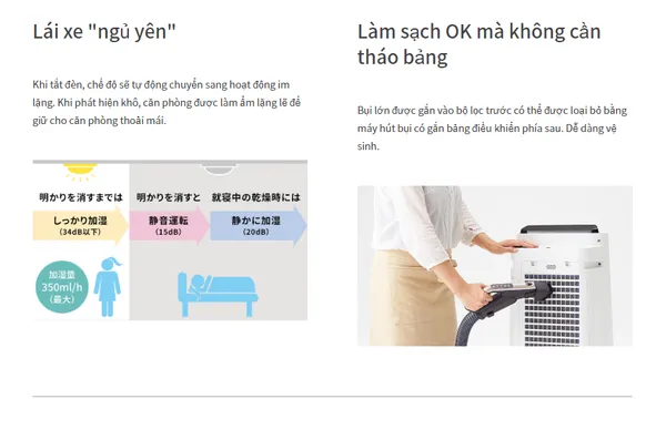 Chế độ yên lặng giúp máy lọc không khí Sharp KC-G50 hoạt động êm ái vào ban đêm.