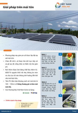 Hình ảnh thi công hệ thống điện mặt trời áp mái, chi tiết trong hướng dẫn tự lắp pin mặt trời.