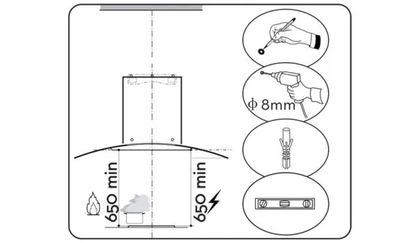 Hướng dẫn lắp đặt máy hút mùi Canzy gắn tường đảm bảo khoảng cách an toàn