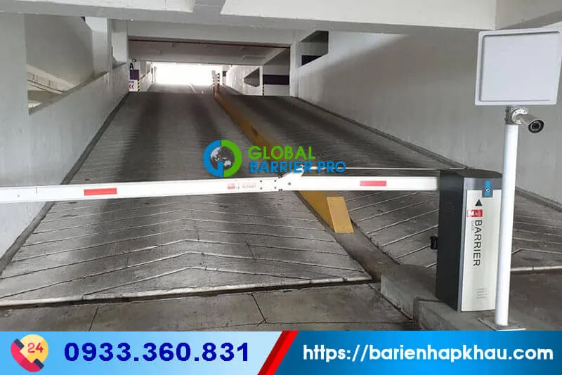 Lắp đặt barrier tự động dạng thanh chắn gấp khúc phù hợp cho khu vực tầng hầm có giới hạn chiều cao
