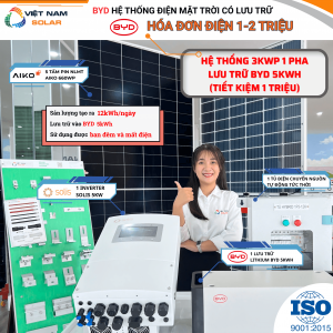 Hệ thống điện mặt trời hybrid 3kWp với lưu trữ 5kWh, minh họa quy trình hướng dẫn tự lắp pin mặt trời.