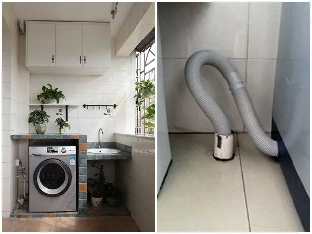 Ống Thoát Nước Máy Giặt Được Lắp Đặt Vào Ống Đứng Tiêu Chuẩn Để Xả Nước Thải