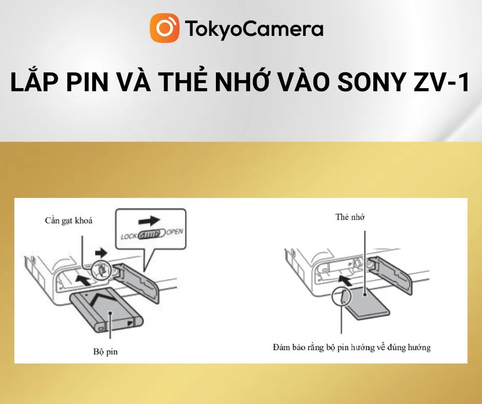 Hướng dẫn cách lắp pin và thẻ nhớ vào máy ảnh kỹ thuật số Sony