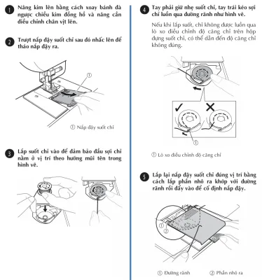 Các bước lắp suốt chỉ vào máy may Brother AS2730s, GS2700 dễ hiểu