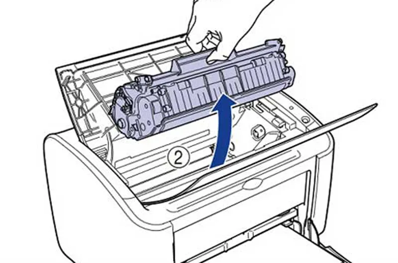 Tháo hộp mực máy in Canon 2900 khỏi thiết bị
