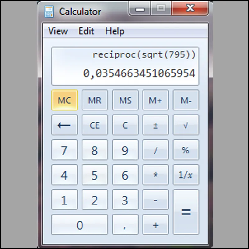 Giao diện ứng dụng Máy tính Calculator trên Windows 7