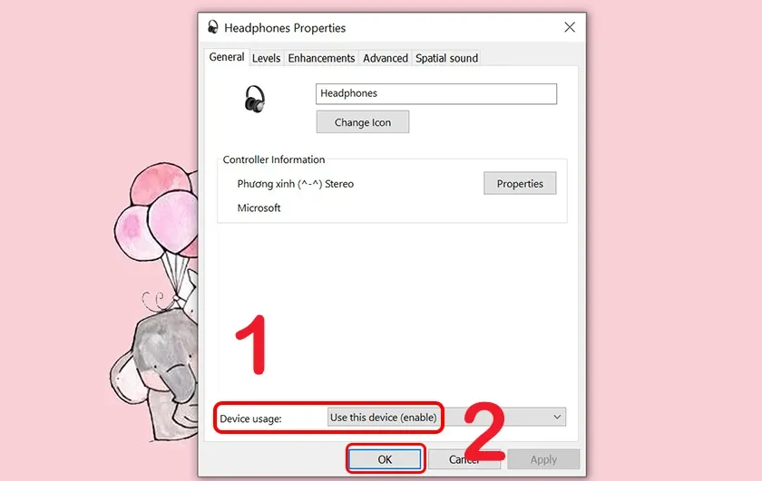 Thiết lập Device Usage để sửa máy tính không nhận tai nghe
