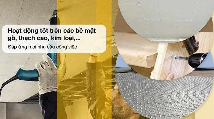 Máy vặn vít điện Bosch GTB 650 650W dễ dàng bắt ốc vít trên các bề mặt gỗ, tường thạch cao, sắt, thép