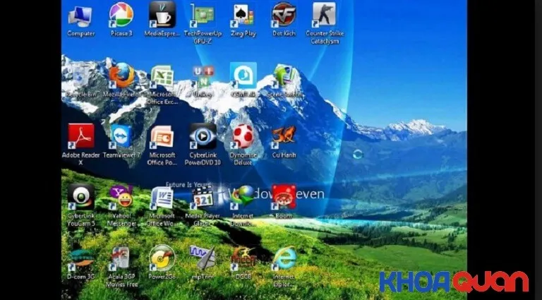 Hình ảnh minh họa màn hình máy tính bị thu nhỏ cả trên dưới và hai bên, hiển thị không gian làm việc hạn chế.